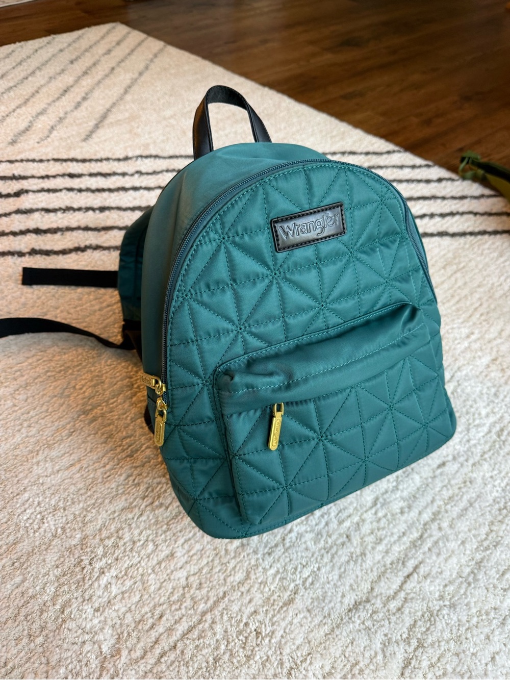 Wrangler Quilted Teal Mini Backpack with Gold Hardware